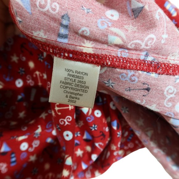 Vintage Nautical Boat Anchor Print Maxi Skirt w Slits Size 8 Christopher & Banks - Picture 7 of 7